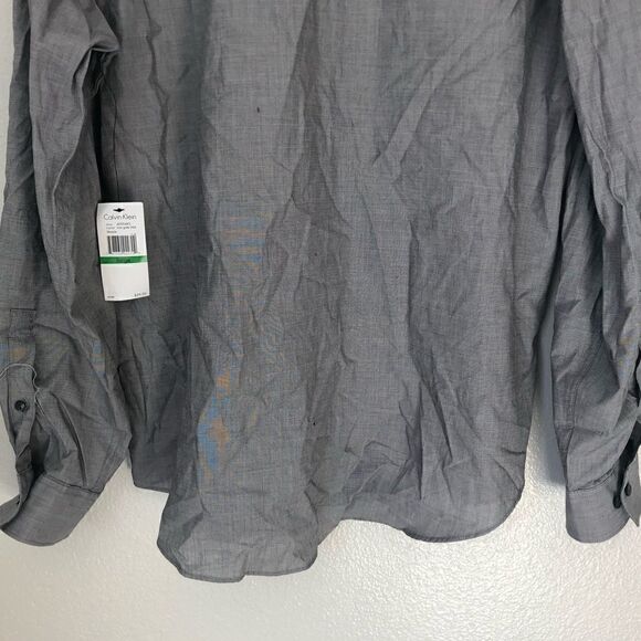 NWT CALVIN KLEIN Dress Shirt Gray Size Large - Picture 9 of 13